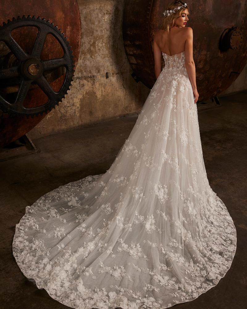 122244 a line sparkly wedding dress with strapless sweetheart neckline2